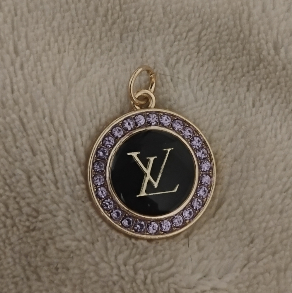 Upcycled Gold And Black Charm with Purple Accents